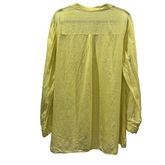 Eileen Fisher Butter Yellow 100% Irish Linen Button Down Shirt- Size Large - Picture 2 of 12
